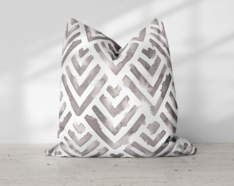 Mole Taupe Villa Watercolor Pillow Throw - Cush Potato Pillows
