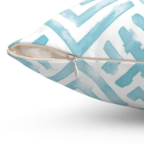 Ocean Blue Villa Watercolor Pillow Throw - Cush Potato Pillows