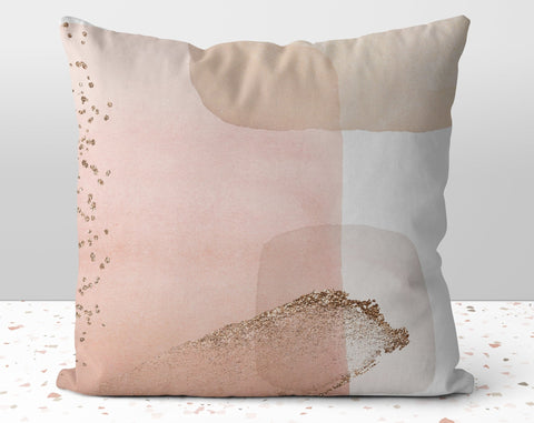 Pink Squares Glam Abstract Blush Pillow Throw Cover with Insert - Cush Potato Pillows