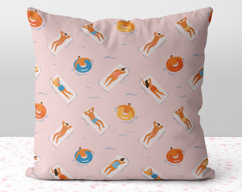 Pool Party Pink Pillow Throw Cover with Insert - Cush Potato Pillows