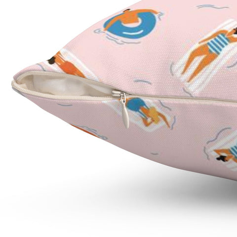 Pool Party Pink Pillow Throw Cover with Insert - Cush Potato Pillows