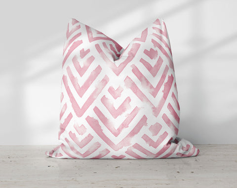 Red Blush Villa Watercolor Pillow Throw - Cush Potato Pillows