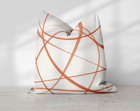 Secord Streams Autumn Orange on Off-White Cream Pillow Throw - Cush Potato Pillows