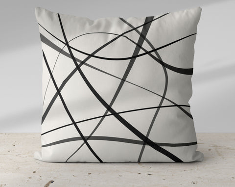 Secord Streams Black on Off-White Cream Pillow Throw - Cush Potato Pillows