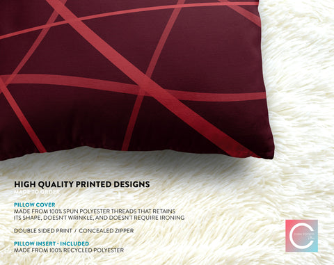 Secord Streams Cabernet Red Pillow Throw - Cush Potato Pillows
