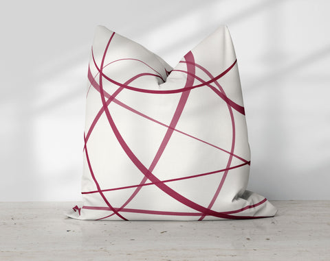 Secord Streams Cherry Merlot Red on Off-White Cream Pillow Throw - Cush Potato Pillows