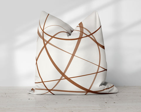 Secord Streams Cinnamon Brown on Off-White Cream Pillow Throw - Cush Potato Pillows