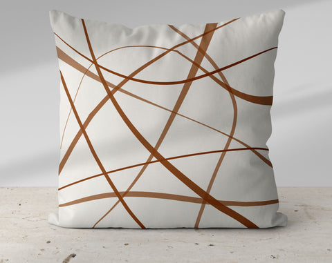 Secord Streams Cinnamon Brown on Off-White Cream Pillow Throw - Cush Potato Pillows