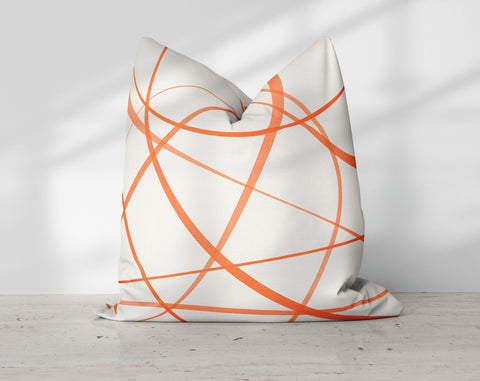 Secord Streams Classic Orange H on Off-White Cream Pillow Throw - Cush Potato Pillows