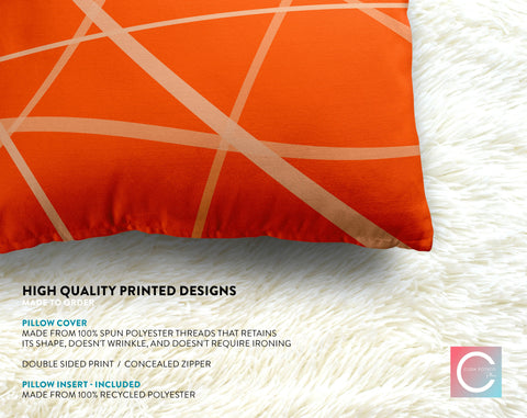 Secord Streams Classic Orange H Pillow Throw - Cush Potato Pillows