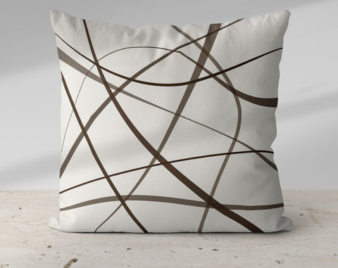 Secord Streams Coffee Bean on Off-White Cream Pillow Throw - Cush Potato Pillows