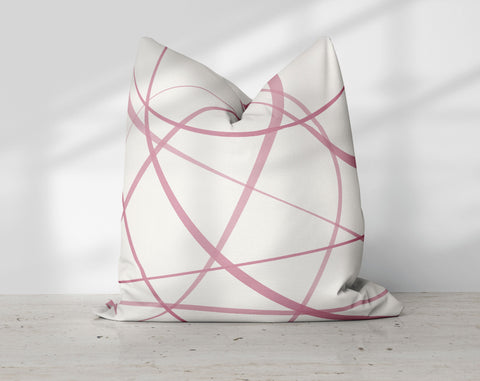 Secord Streams Crimson Red on Off-White Cream Pillow Throw - Cush Potato Pillows