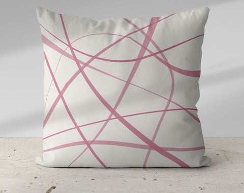 Secord Streams Crimson Red on Off-White Cream Pillow Throw - Cush Potato Pillows