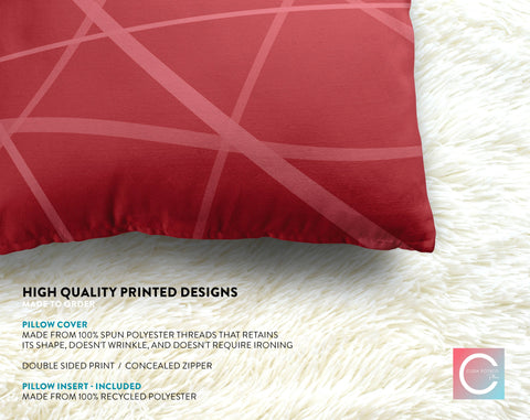 Secord Streams Crimson Red Pillow Throw - Cush Potato Pillows
