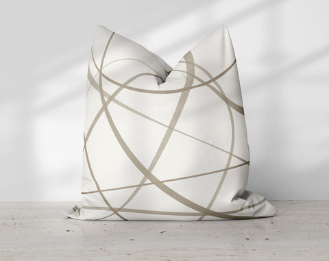 Secord Streams Dark Desert Beige on Off-White Cream Pillow Throw - Cush Potato Pillows