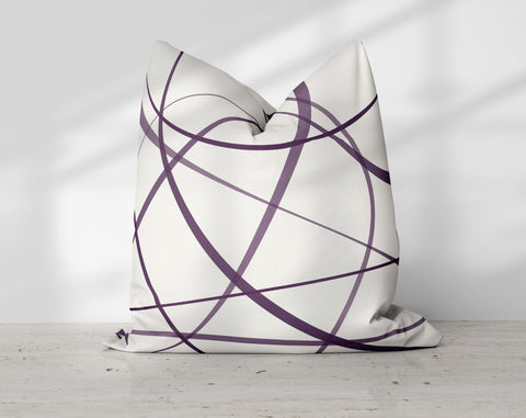 Secord Streams Dark Purple on Off-White Cream Pillow Throw - Cush Potato Pillows