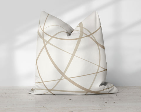 Secord Streams Desert Beige on Off-White Cream Pillow Throw - Cush Potato Pillows