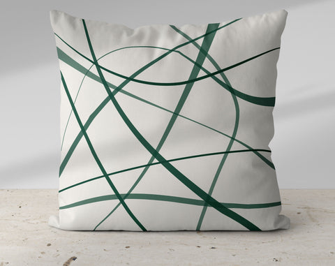 Secord Streams Forest Green on Off-White Cream Pillow Throw - Cush Potato Pillows