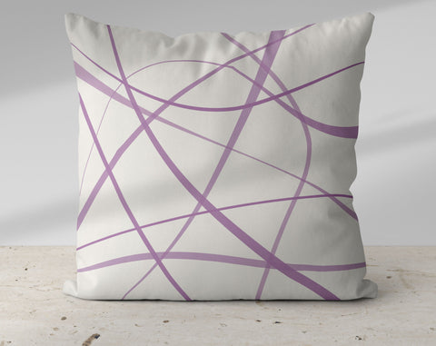 Secord Streams Lilac Purple on Off-White Cream Pillow Throw - Cush Potato Pillows
