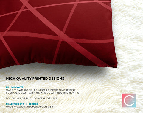 Secord Streams Merlot Red Pillow Throw - Cush Potato Pillows