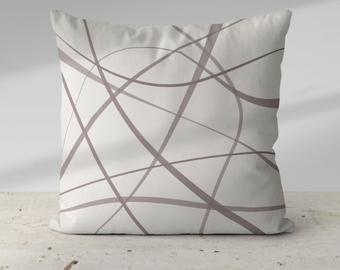 Secord Streams Mole Taupe on Off-White Cream Pillow Throw - Cush Potato Pillows