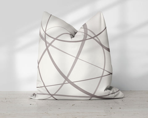 Secord Streams Mole Taupe on Off-White Cream Pillow Throw - Cush Potato Pillows