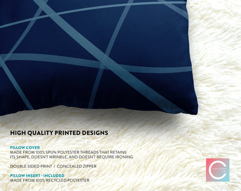 Secord Streams Navy Blue Pillow Throw - Cush Potato Pillows
