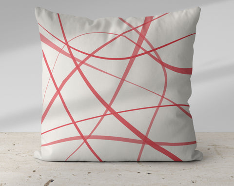 Secord Streams Scarlet Red on Off-White Cream Pillow Throw - Cush Potato Pillows