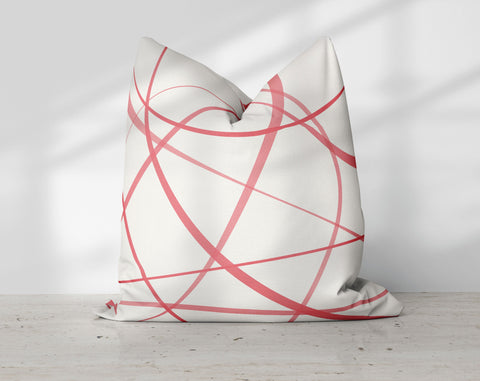 Secord Streams Scarlet Red on Off-White Cream Pillow Throw - Cush Potato Pillows