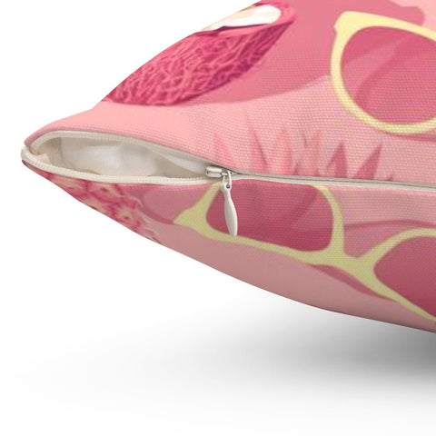 Summer Fun Pink Square Pillow Cover Throw with Ice Cream Cone Pineapple Sunglasses Accents - Cush Potato Pillows