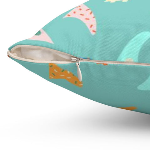 Summer Shark Fins Aqua Pillow Throw Cover with Insert - Cush Potato Pillows