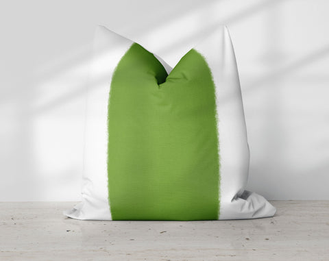 Wide Stripe Vertical Band Cilantro Green Pillow Throw - Cush Potato Pillows