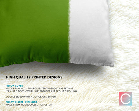 Wide Stripe Vertical Band Cilantro Green Pillow Throw - Cush Potato Pillows