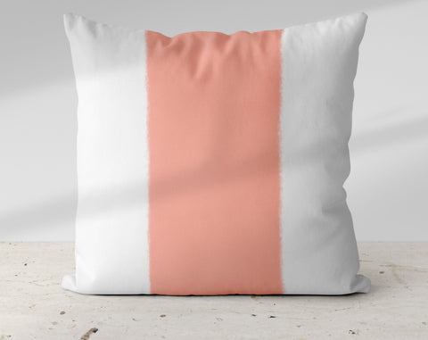 Wide Stripe Vertical Band Coral Pink Pillow Throw - Cush Potato Pillows