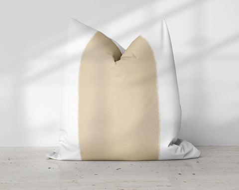 Wide Stripe Vertical Band Desert Beige Pillow Throw - Cush Potato Pillows