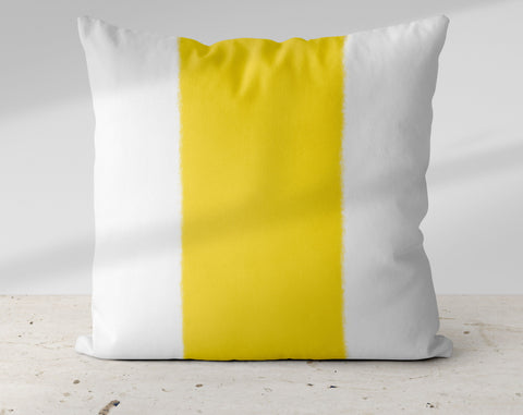 Wide Stripe Vertical Band Lemon Yellow Pillow Throw - Cush Potato Pillows