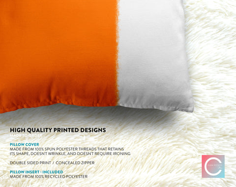 Wide Stripe Vertical Band Pumpkin Orange Pillow Throw - Cush Potato Pillows