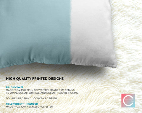 Wide Stripe Vertical Band Spa Blue Pillow Throw - Cush Potato Pillows
