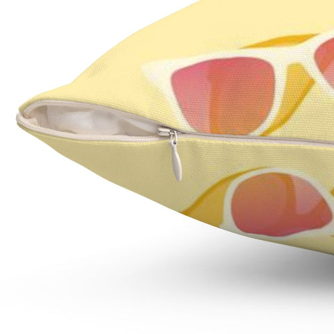 Yellow Summer Sunglasses Square Pillow Cover Throw - Cush Potato Pillows