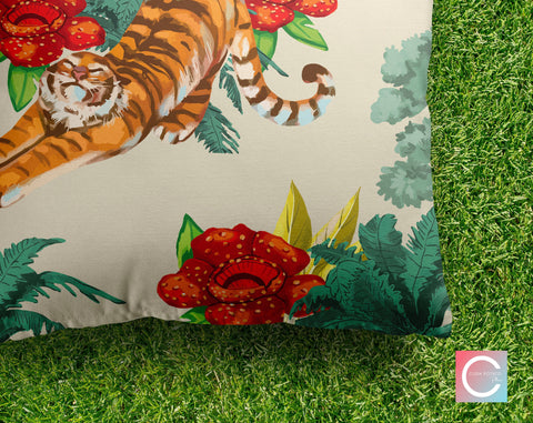 a pillow with a picture of a tiger on it