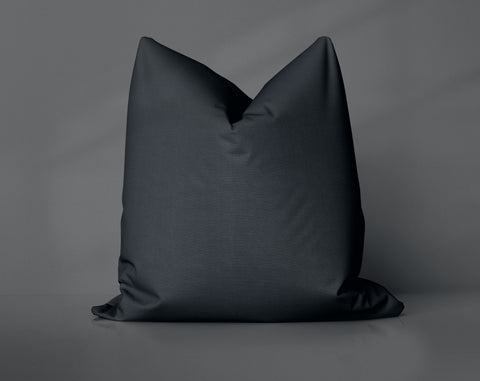 Onyx Abyss Anthracite solid throw pillow cover, dark black