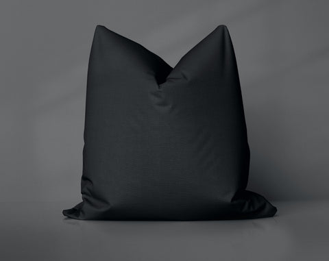 Pure Pop Black Black Beauty solid throw pillow cover, dark black