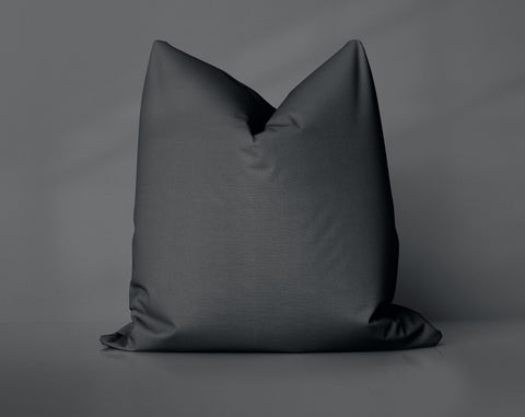 Heirloom Charcoal Charcoal Gray solid throw pillow cover, dark black