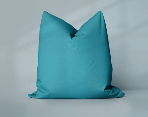Lagoon Whisper Teal Tile Blue solid throw pillow cover, medium blue