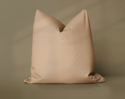 Toasted Almond Almond Buff solid throw pillow cover, medium brown
