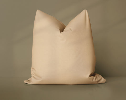 Shortbread Cream Cornstalk solid throw pillow cover, medium brown