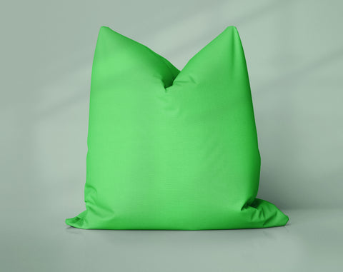 Lucky Clover Pop Green Flash solid throw pillow cover, medium green
