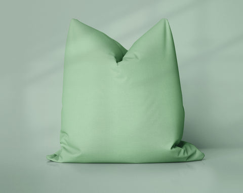 Sage Cloud Lily Pad solid throw pillow cover, medium green