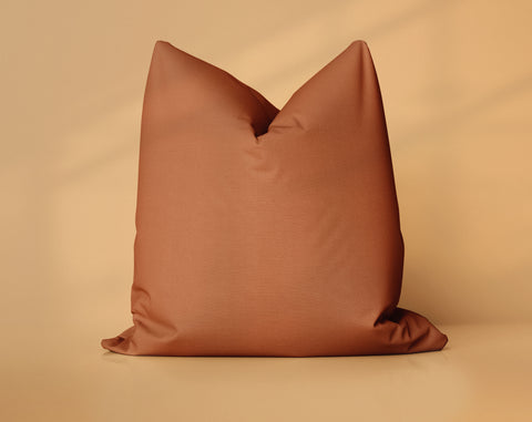 Burnt Sienna Den Potter's Clay solid throw pillow cover, dark orange