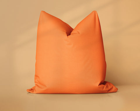 Carrot Carnival Tangerine solid throw pillow cover, medium orange